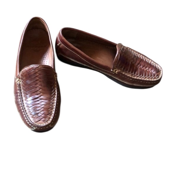 Men’s size 8 1/2 brown woven leather dockers slip on loafer shoes - Picture 2 of 11